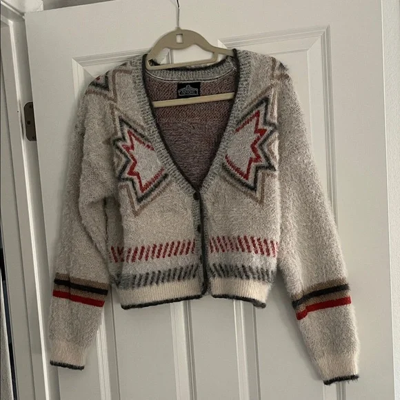 Angie Cream and Red Geometric Cardigan - Picture 1 of 5